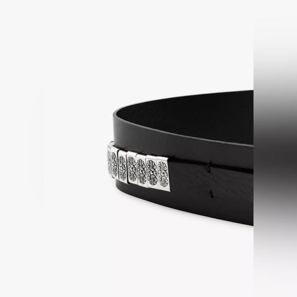ZARA LEATHER BELT WITH METAL PIECES
Color : black *  Size : 32 (US 32)